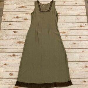 Nataya Sage Green Silk Sleeveless Slip Shift Dress